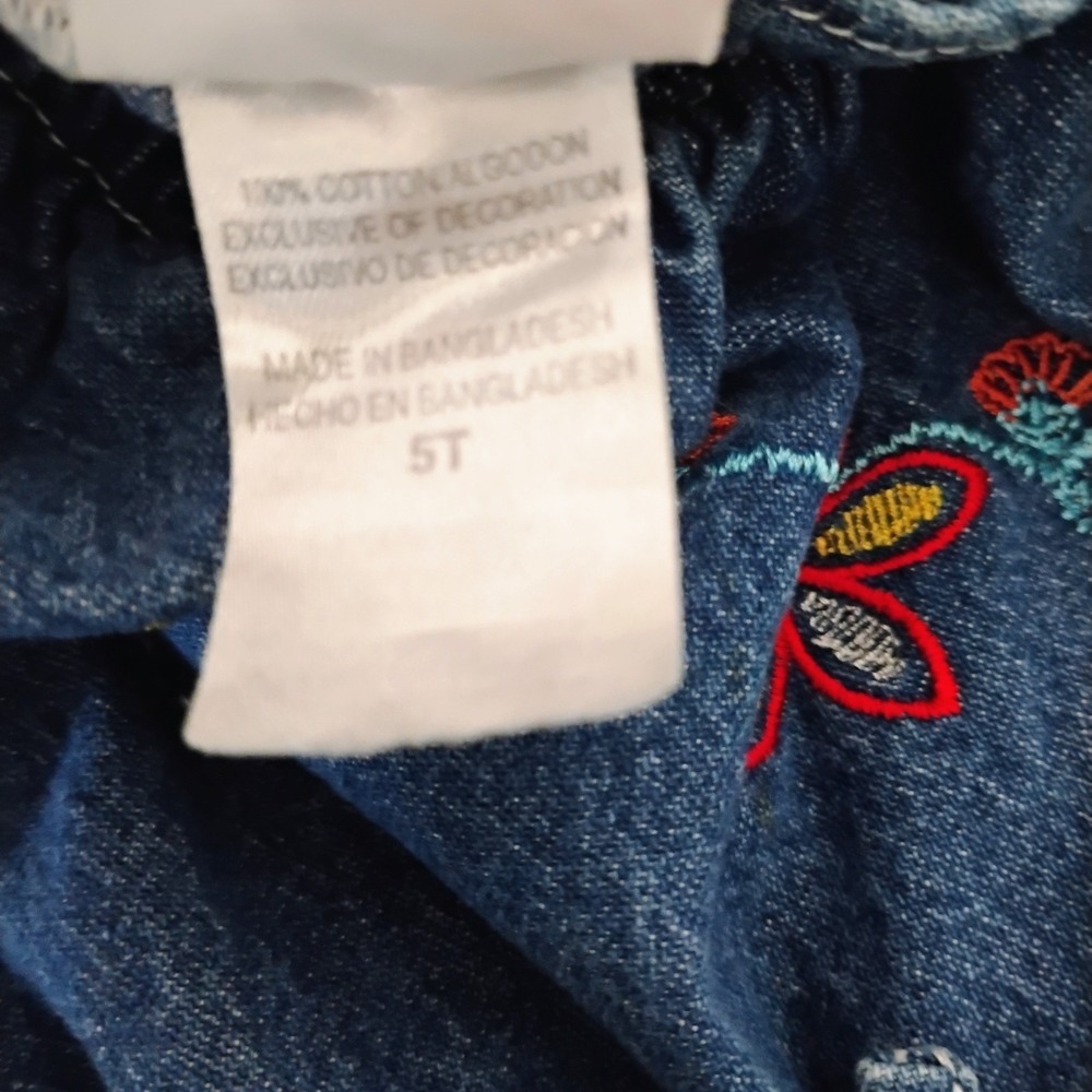 VTG Disney Kids 5T Denim Dress Flower Embroidery Cotton - Picture 6 of 7